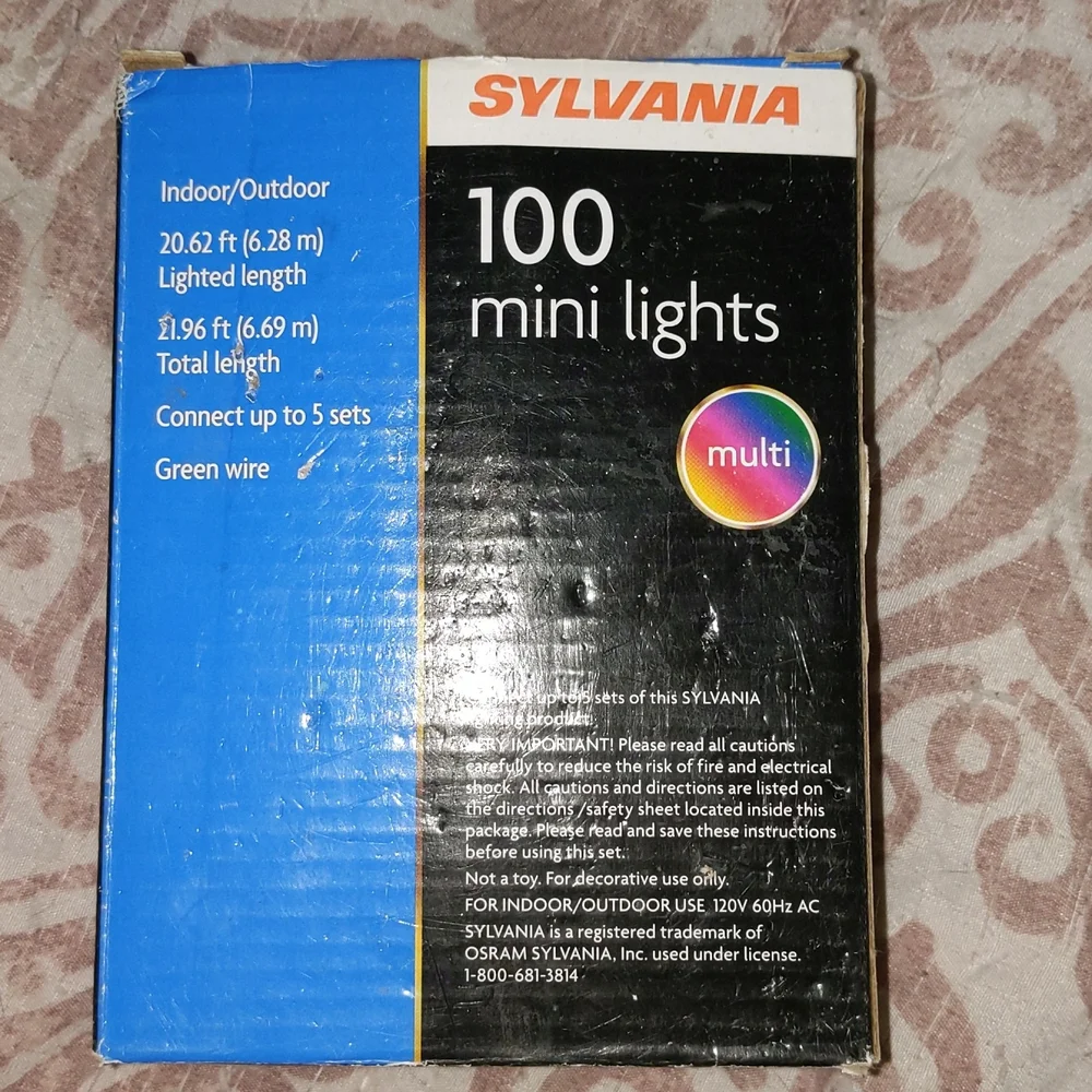 SALE SYLVANIA Mini Christmas Tree Holiday 100 Mini Lights, Multicolor